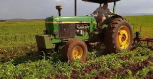 Tractor working on a farm