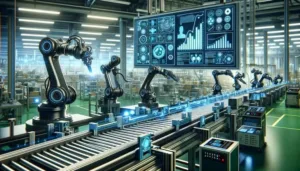 Robotic AI inspectors deployed in a factory