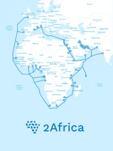 2Africa, Roadmap with map of Africa shown Image credit: Meta Engineering
