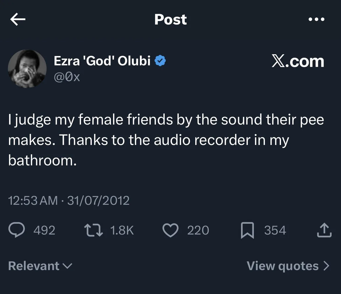 Another explicit tweet from the now-suspended Paystack's CTO