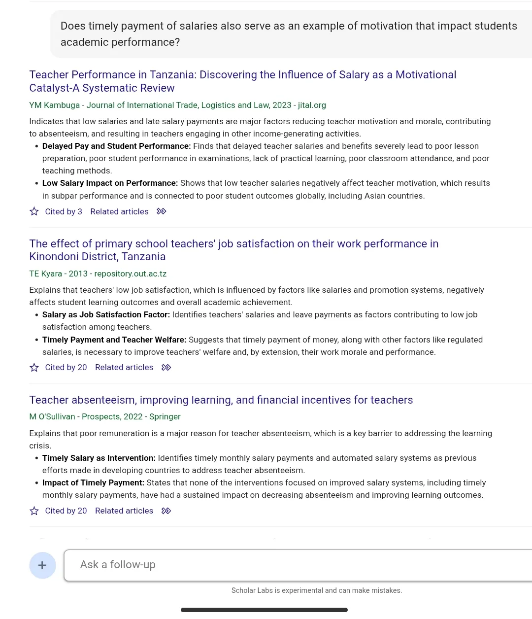 Queried by Adewuyi Omotola to provide two papers