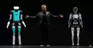Nvidia CEO Jensen Huang unveiling humanoid robotsImage source: Nvidia