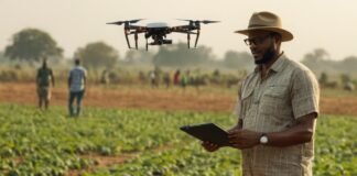 A Breakdown of Nigeria’s Policies and Regulations for Startups that Use Drone Technology A drone flying overhead, with an operator on ground Image source: Science for Africa Foundation