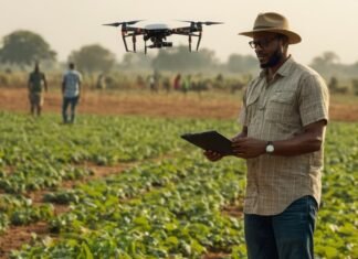 A Breakdown of Nigeria’s Policies and Regulations for Startups that Use Drone Technology A drone flying overhead, with an operator on ground Image source: Science for Africa Foundation